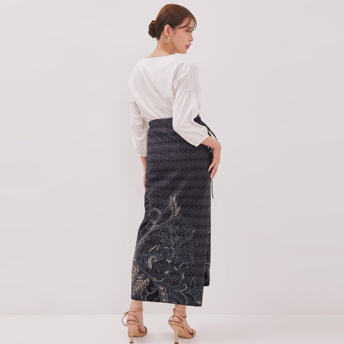 Odza Bawahan Rok Lilit Batik Tradisional Kebaya Wanita Free Ring Abu-abu Hanusa