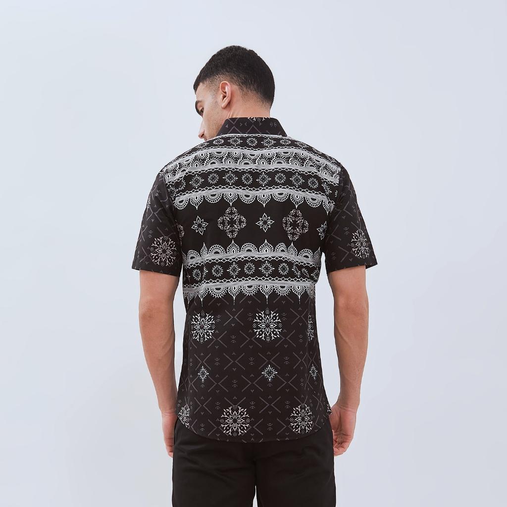 ODZA Classic Kemeja Batik Pria Lengan Pendek Slim Fit Regular Jumbo Kasual Modern Cretaria Bahan Katun Nyaman Motif Elegan