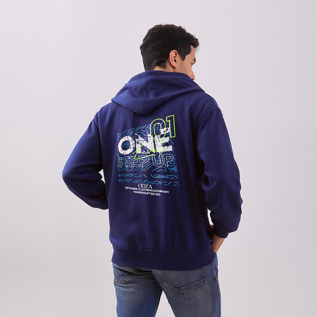 Odza Sweater Resleting Jaket Hoodie Unisex Pria Wanita Fleece Casual Style Navy