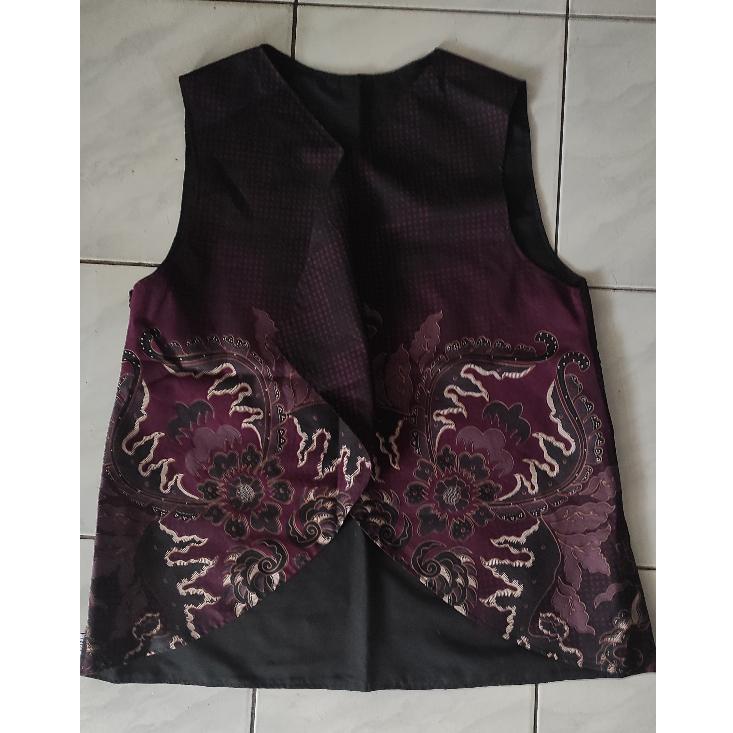 Odza Rompi Batik Outer Vest Wanita Baju Luaran Allsize Cathy Merah Maroon