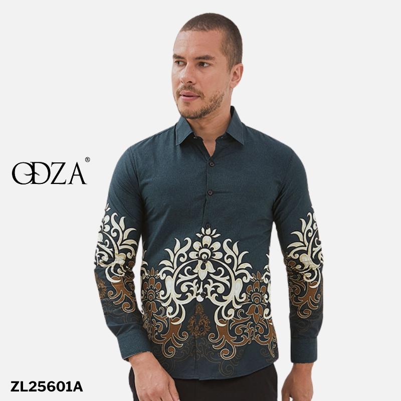 Odza Baju Atasan Batik Solo Slim dan Regular Fit Modern Lengan Panjang Hijau Kurama