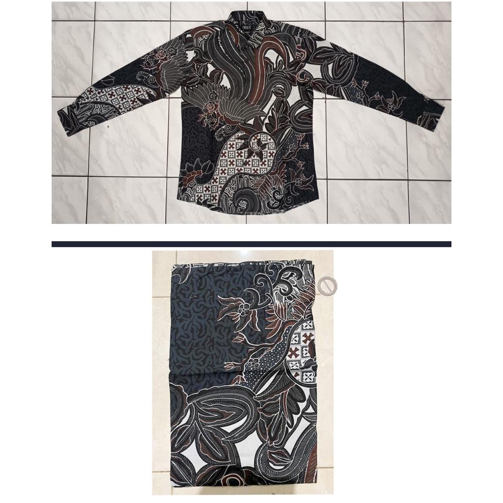 ODZACLASSIC Odza Set Couple Batik Pria Wanita Kemeja Hem Lengan Panjang Jumbo Rok Lilit Kebaya Modern Cakrabuana Baju Katun Motif Pasangan Kain Slim Fit Setelan Atasan Seragam Kombinasi