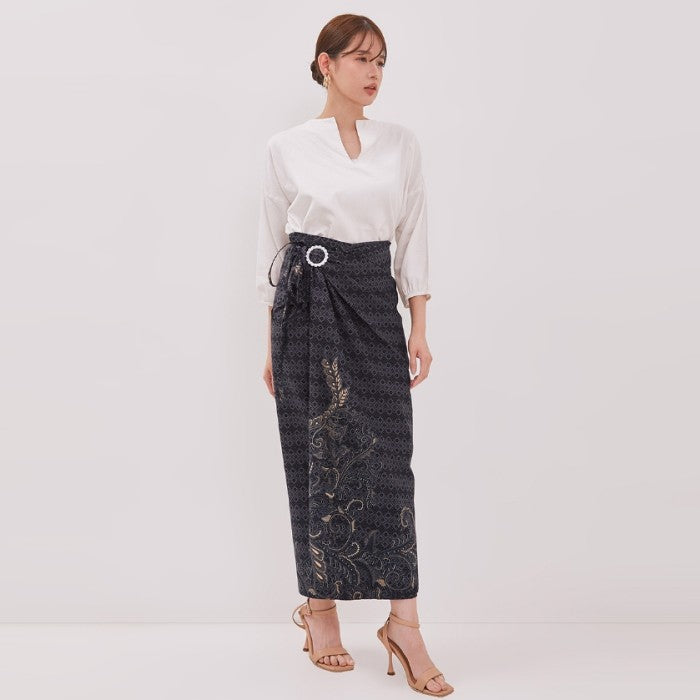 Odza Bawahan Rok Lilit Batik Tradisional Kebaya Wanita Free Ring Abu-abu Hanusa