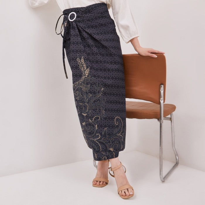 Odza Bawahan Rok Lilit Batik Tradisional Kebaya Wanita Free Ring Abu-abu Hanusa