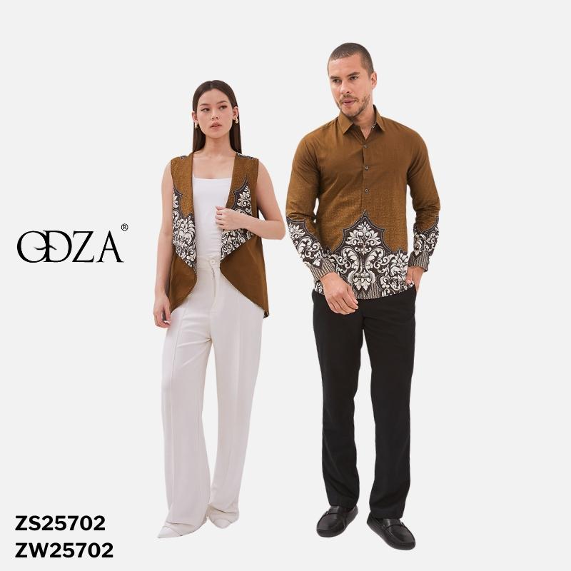 Odza Set Atasan Batik Lengan Panjang Outer Luaran Bolak Balik Pria Wanita Couple Panggenan Coklat