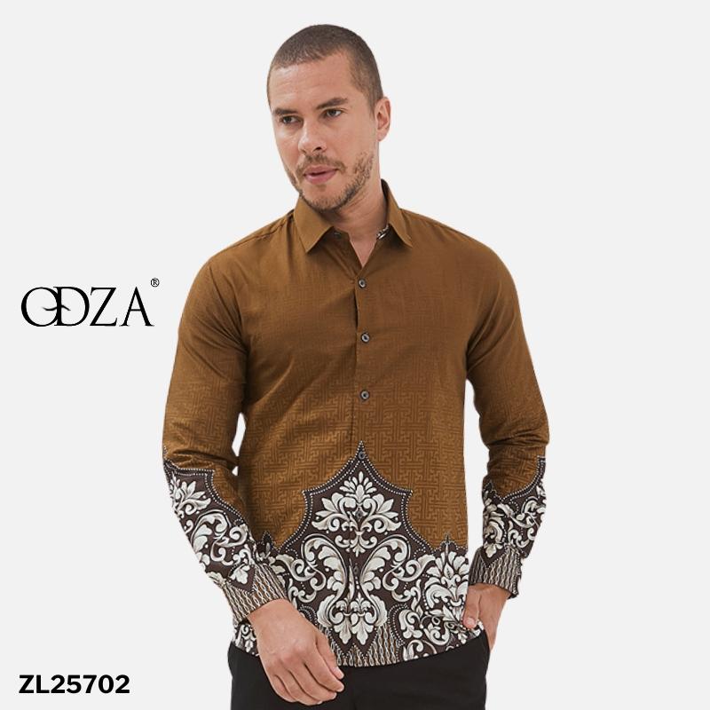 Odza Set Atasan Batik Lengan Panjang Outer Luaran Bolak Balik Pria Wanita Couple Panggenan Coklat