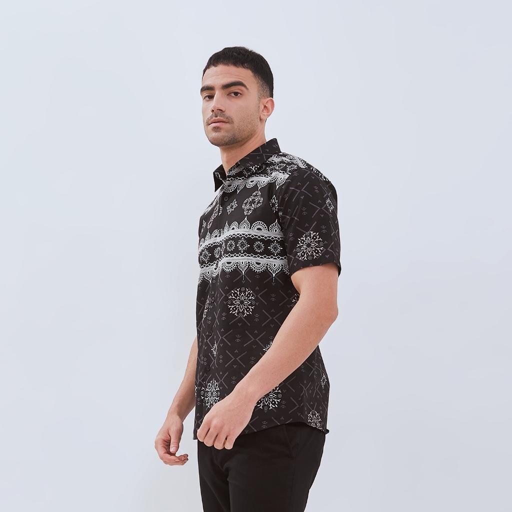 ODZA Classic Kemeja Batik Pria Lengan Pendek Slim Fit Regular Jumbo Kasual Modern Cretaria Bahan Katun Nyaman Motif Elegan