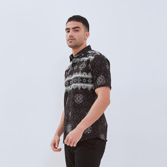ODZA Classic Kemeja Batik Pria Lengan Pendek Slim Fit Regular Jumbo Kasual Modern Cretaria Bahan Katun Nyaman Motif Elegan
