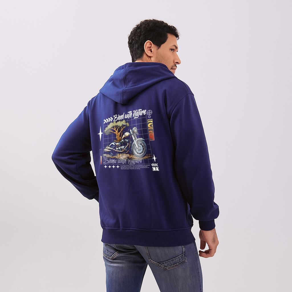 Odza Sweater Resleting Jaket Hoodie Unisex Pria Wanita Fleece Casual Style Navy