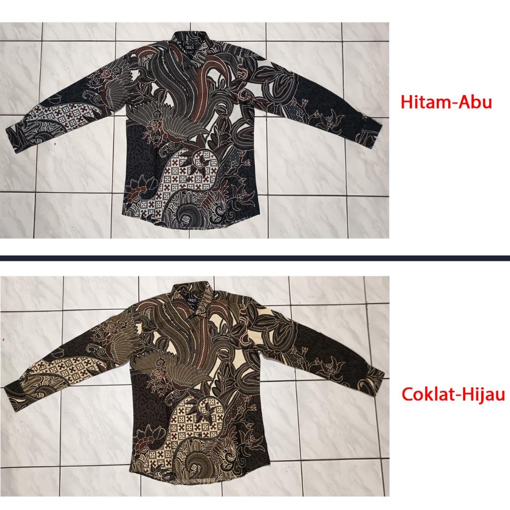 ODZACLASSIC Kemeja Batik Pria Salena Lengan Panjang Slim Fit Jumbo Modern Coklat & Hitam Motif Batik Kombinasi Katun Nyaman Formal Motif Motif