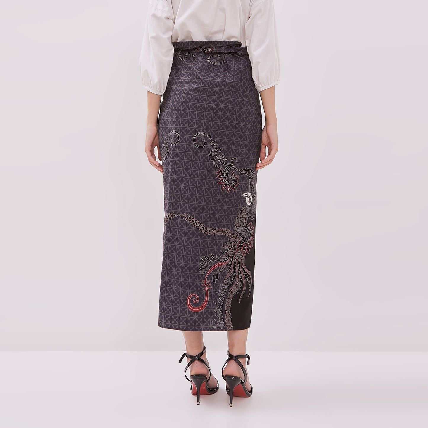 Odza Bawahan Rok Lilit Batik Tradisional Kebaya Wanita Free Ring Abu-abu Hanusa