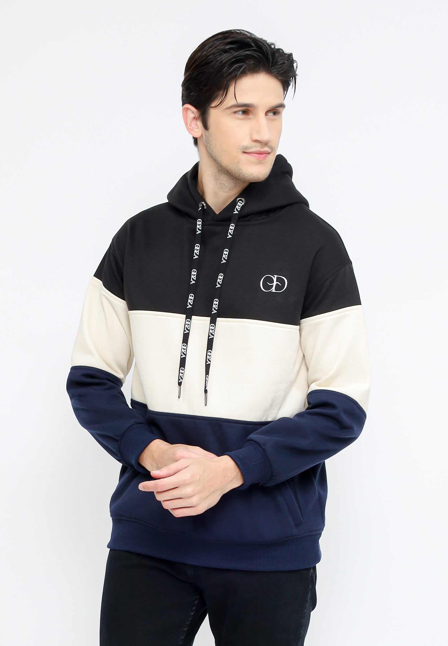 Odza Jaket Sweater Hoodie Luaran Pria Wanita Fleece Premium Tebal 3 Warna Tricolor