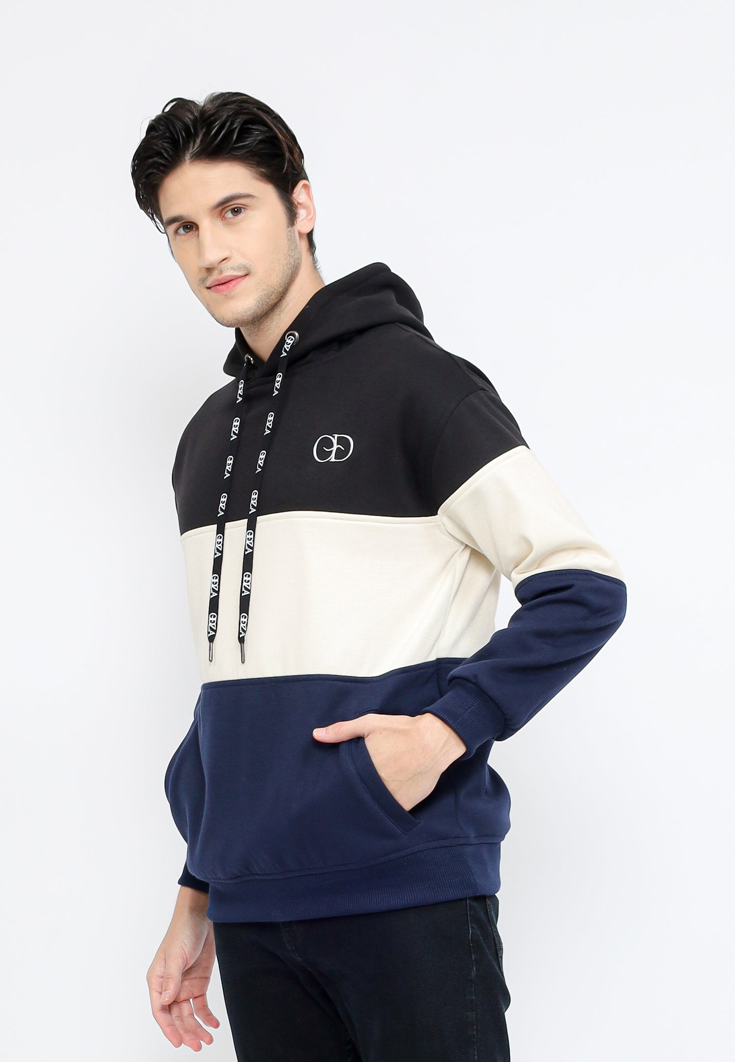 Odza Jaket Sweater Hoodie Luaran Pria Wanita Fleece Premium Tebal 3 Warna Tricolor