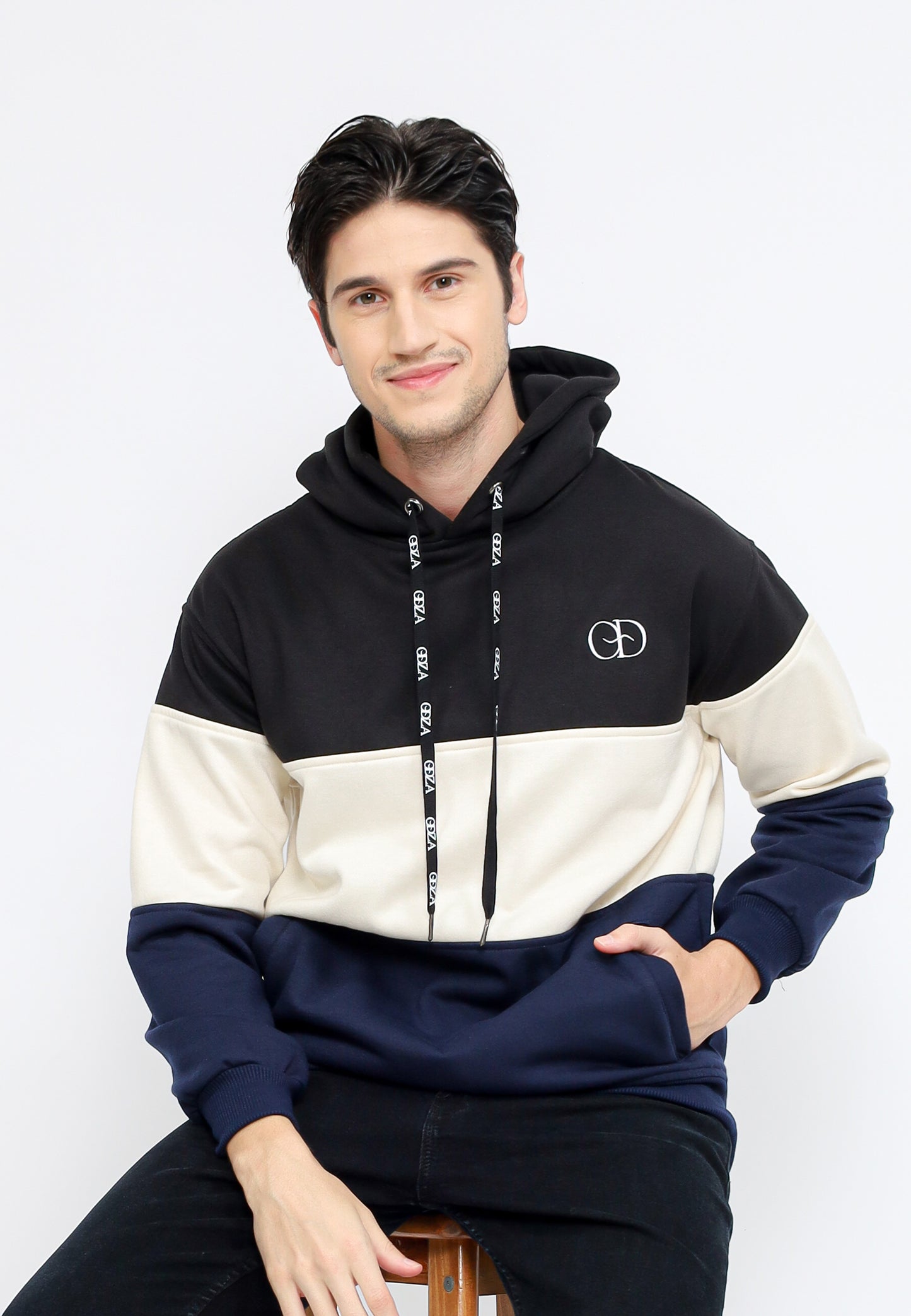 Odza Jaket Sweater Hoodie Luaran Pria Wanita Fleece Premium Tebal 3 Warna Tricolor