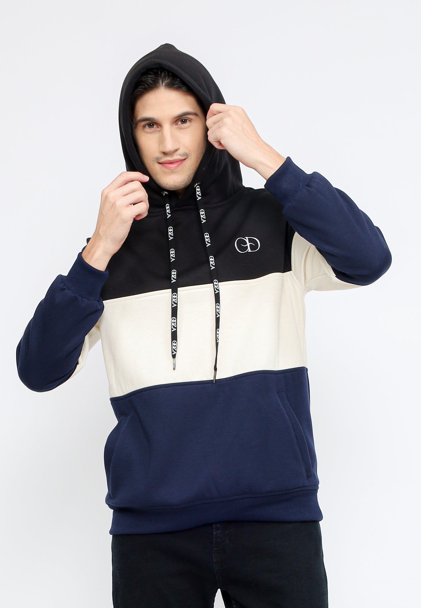 Odza Jaket Sweater Hoodie Luaran Pria Wanita Fleece Premium Tebal 3 Warna Tricolor