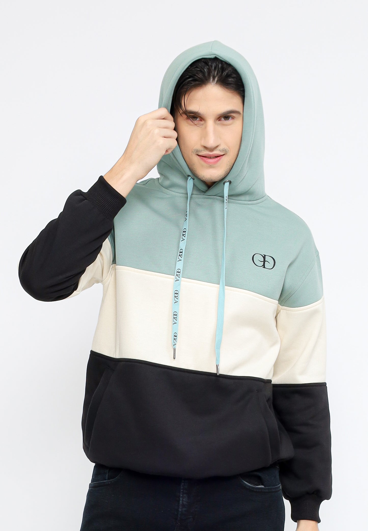 Odza Jaket Sweater Pria Wanita Luaran Hoodie Soft Fleece Premium Tebal 3 Warna Hijau Sage Tricolor