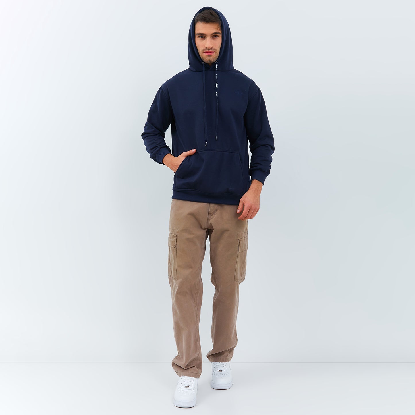 Odza Sweater Resleting Jaket Hoodie Unisex Pria Wanita Fleece Casual Style Navy