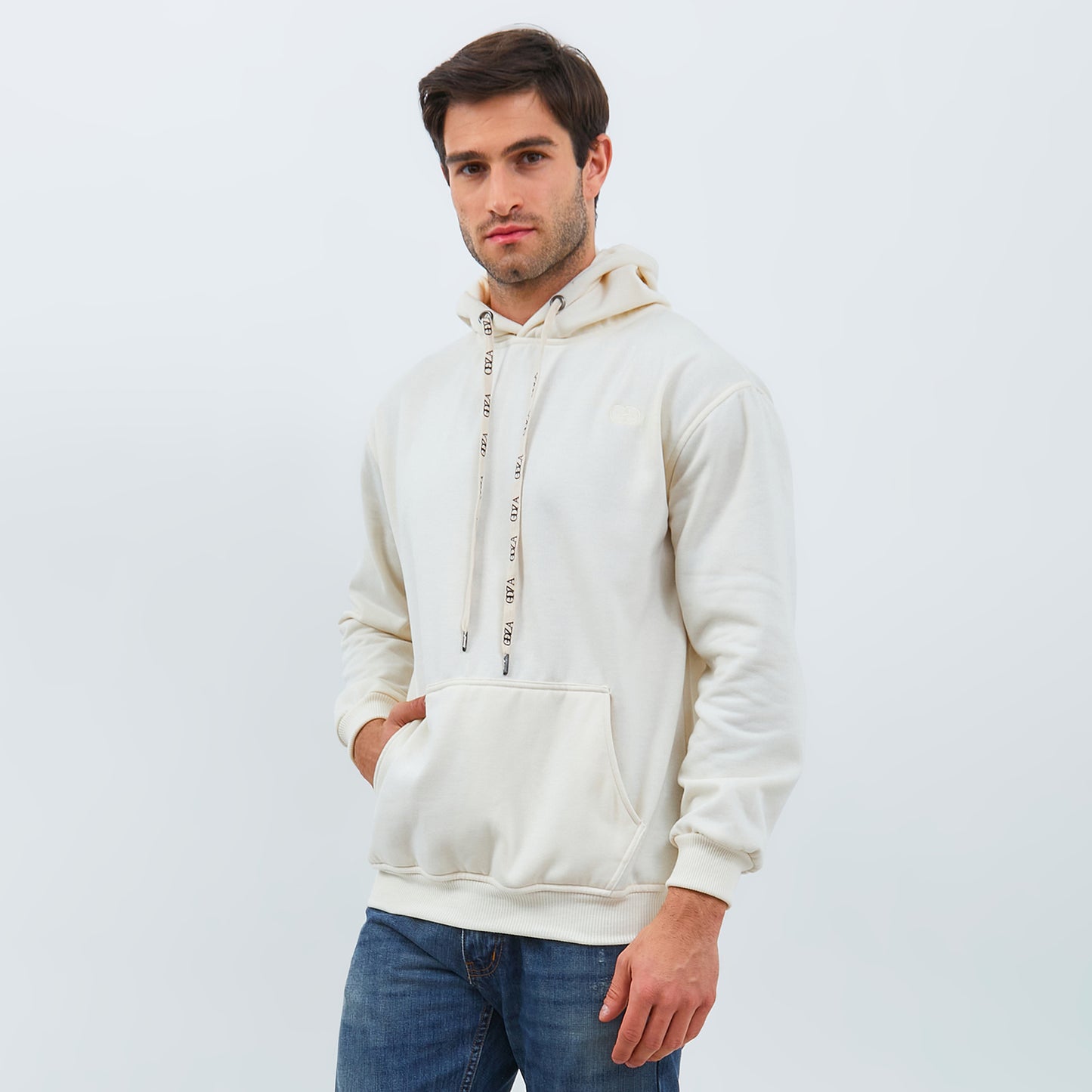 Odza Sweater Jaket Hoodie Pria Wanita Fleece Tebal Kasual Street Style Polos Cream