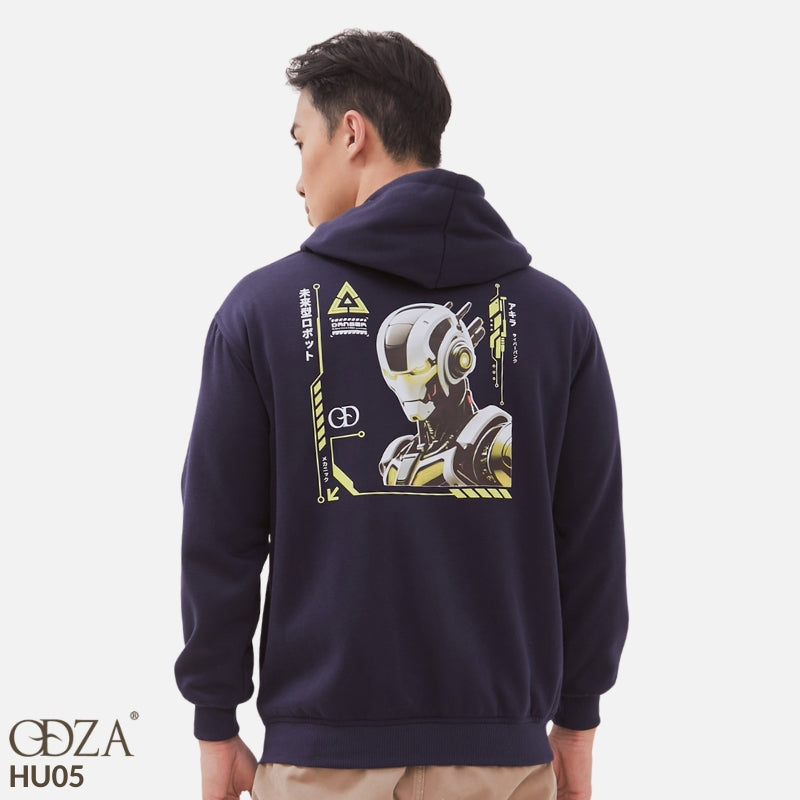 Odza Sweater Hoodie Jaket Pria Wanita Fleece Tebal Casual Street Style Printing Navy Cyberpunk Ultron
