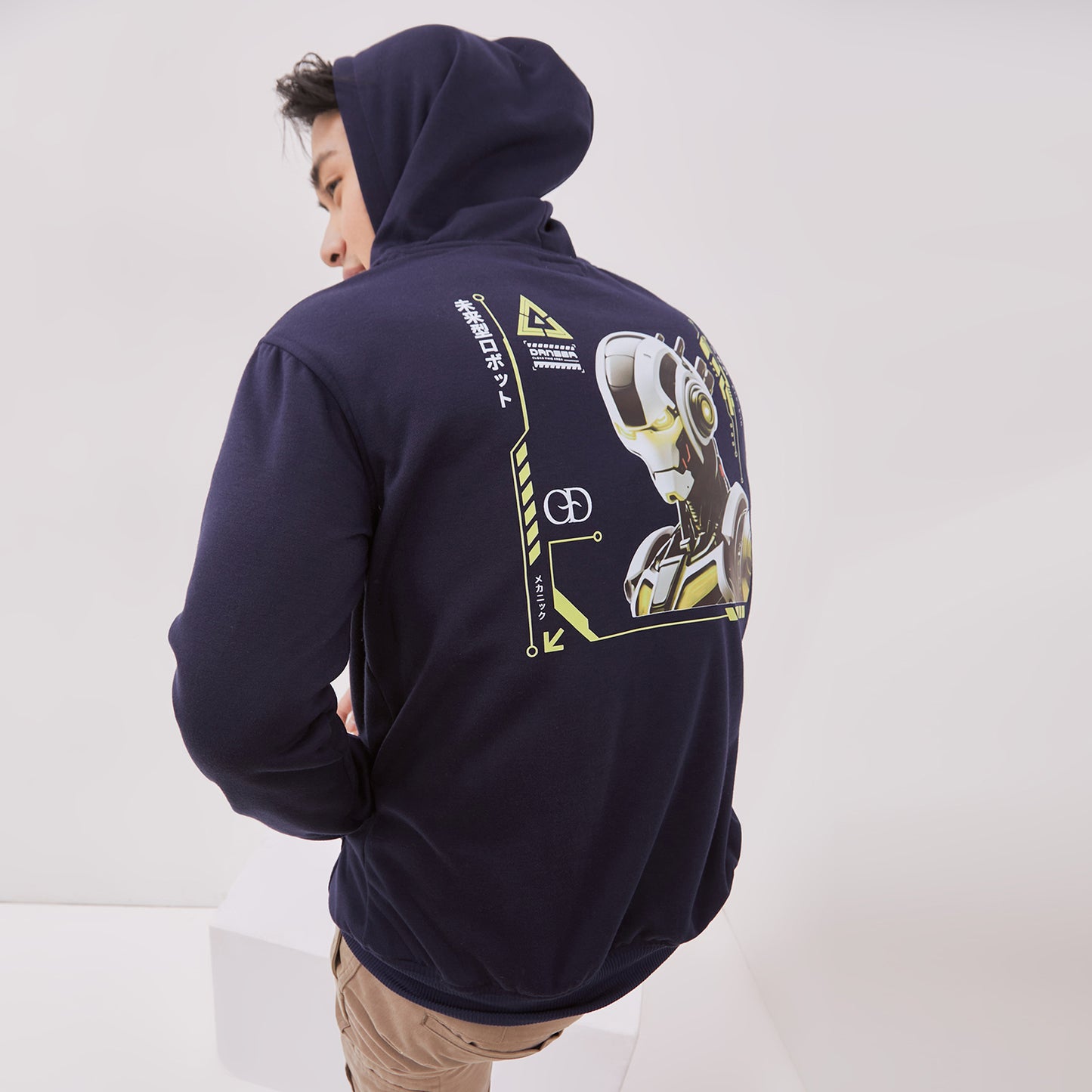 Odza Sweater Hoodie Jaket Pria Wanita Fleece Tebal Casual Street Style Printing Navy Cyberpunk Ultron