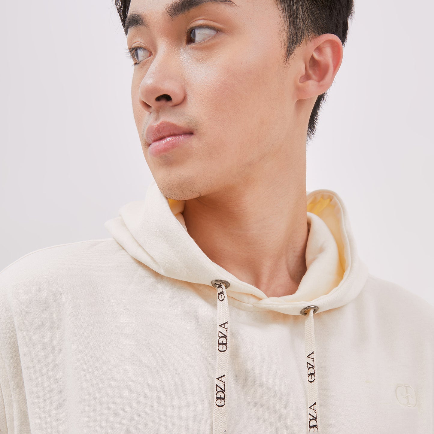 Odza Jaket Sweater Hoodie Pria Wanita Fleece Tebal Casual Street Style Printing Cream Safezone
