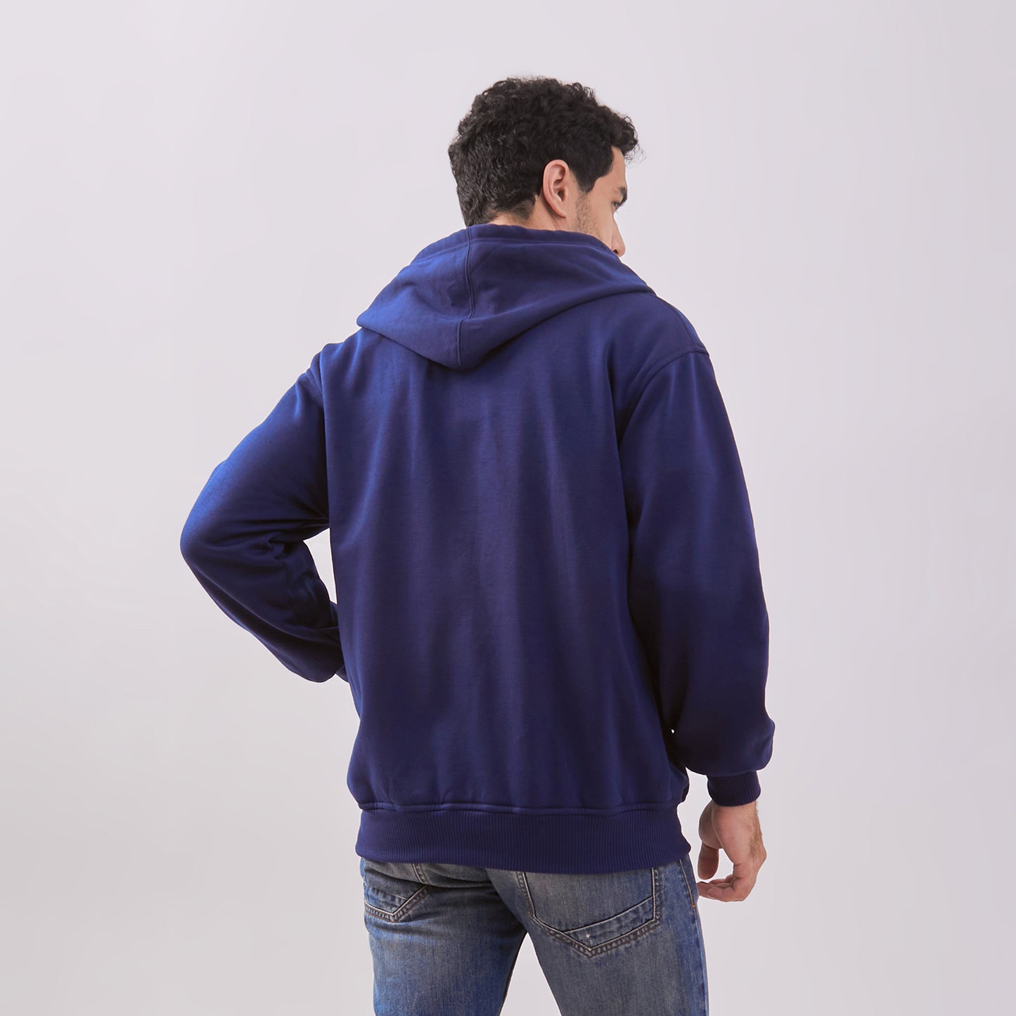 Odza Sweater Resleting Jaket Hoodie Unisex Pria Wanita Fleece Casual Style Navy