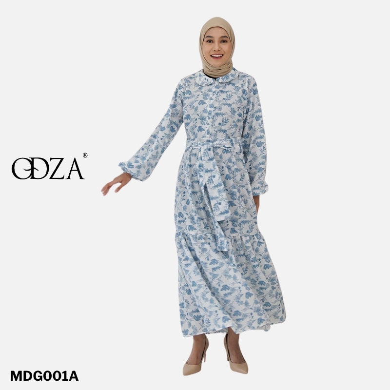 Odza Long Maxi Dress Muslimah Gamis Wanita Bunga Almaira