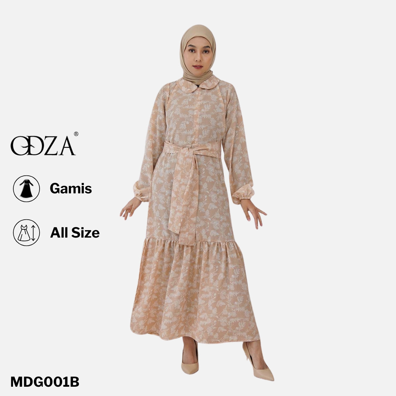 Odza Long Maxi Dress Muslimah Gamis Wanita Bunga Almaira
