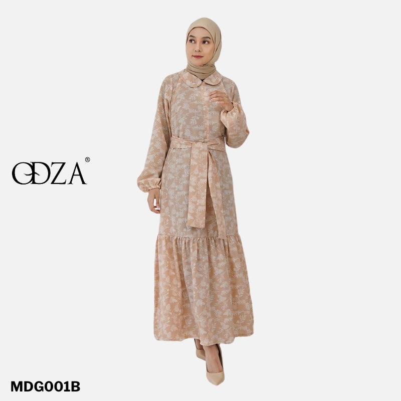 Odza Long Maxi Dress Muslimah Gamis Wanita Bunga Almaira