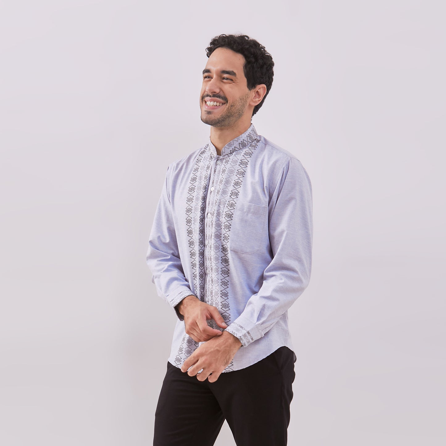 Odza Baju Koko Lengan Panjang Pria Premium Quality Motif Kombinasi