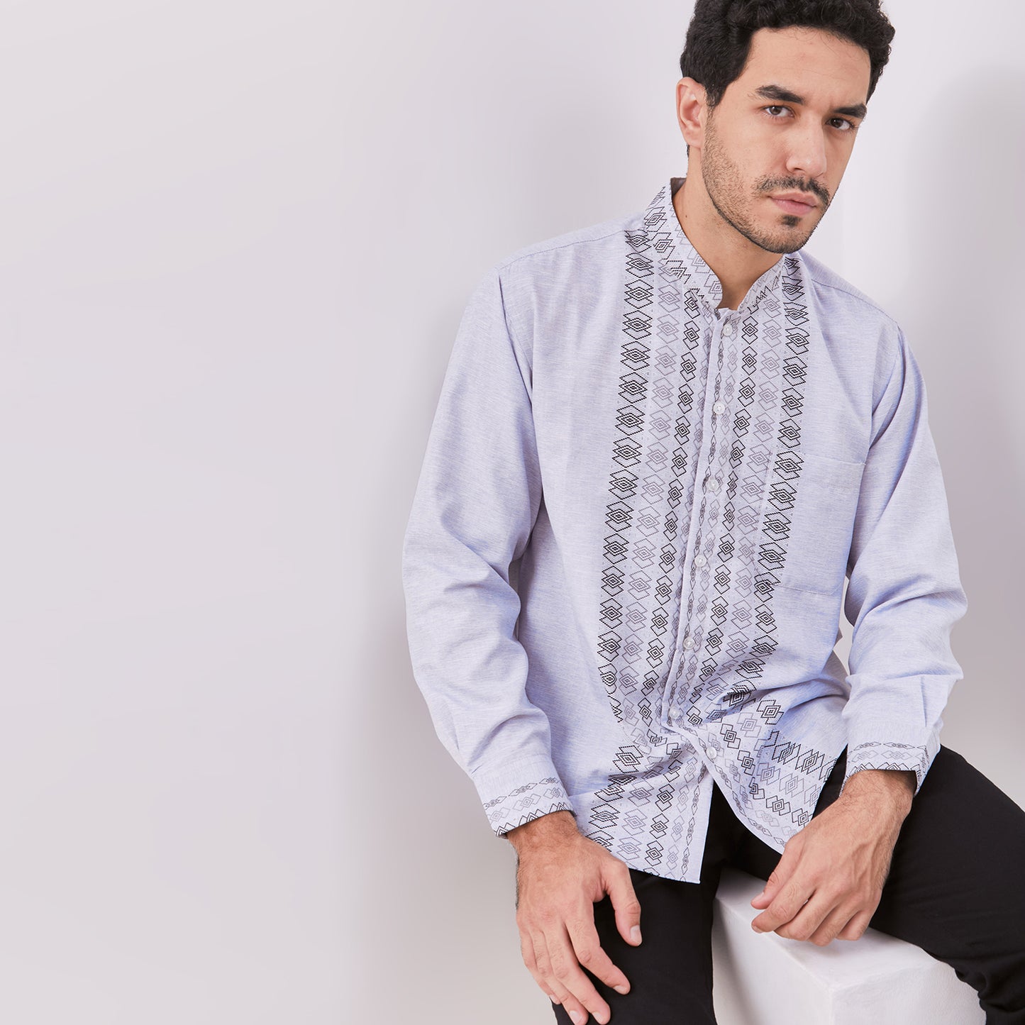 Odza Baju Koko Lengan Panjang Pria Premium Quality Motif Kombinasi