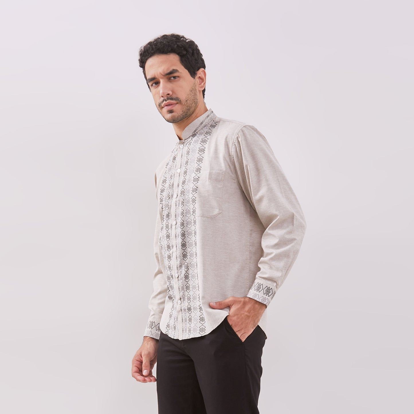 Odza Baju Koko Lengan Panjang Pria Premium Quality Motif Kombinasi