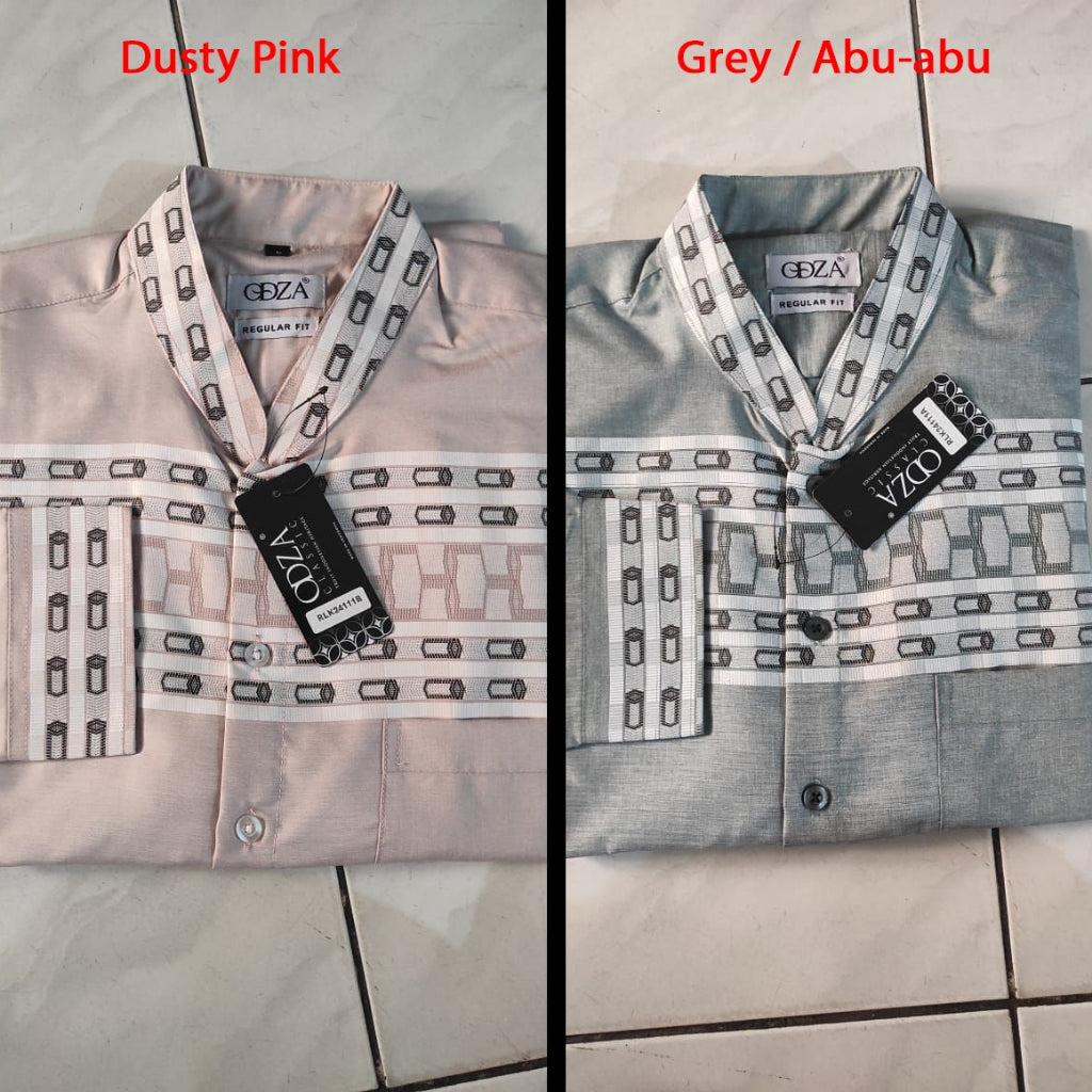 Odza Baju Koko Pria Lengan Panjang Muslim Cowok Regular Fit Size Jumbo Banafah