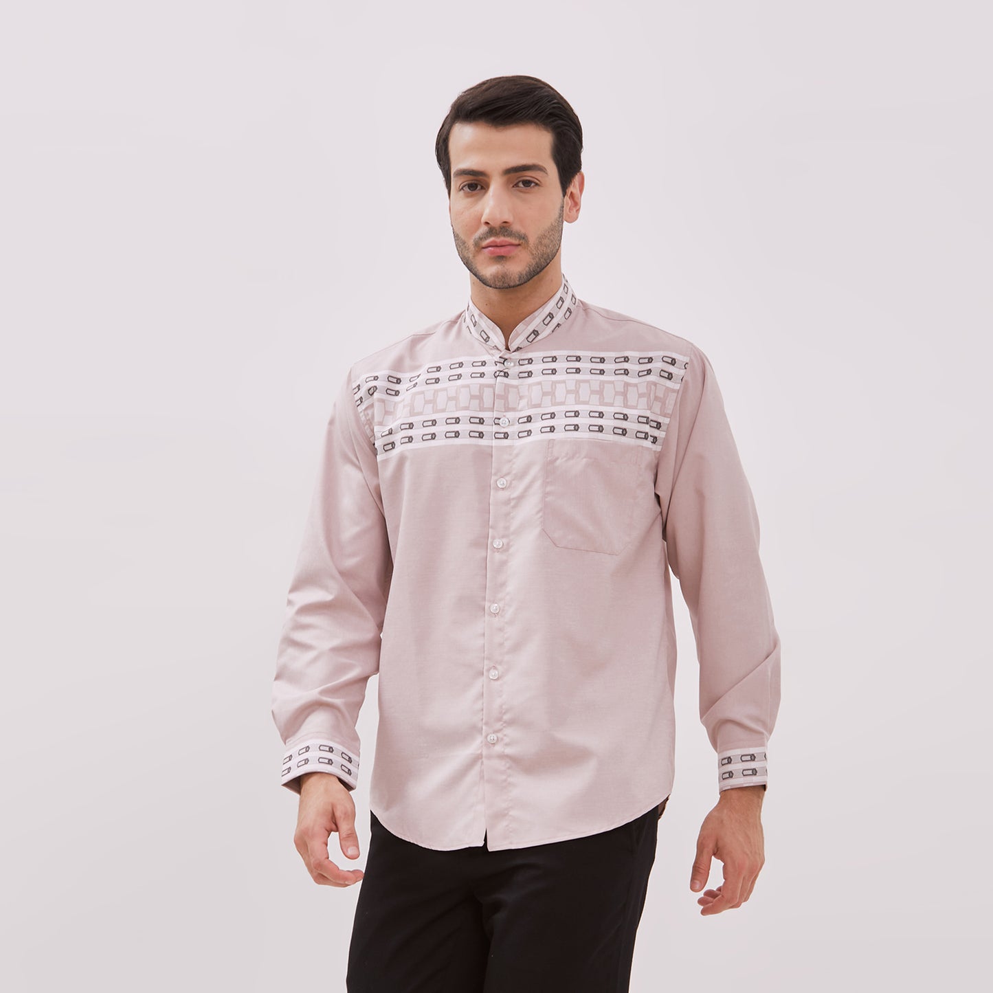 Odza Baju Koko Pria Lengan Panjang Muslim Cowok Regular Fit Size Jumbo Banafah
