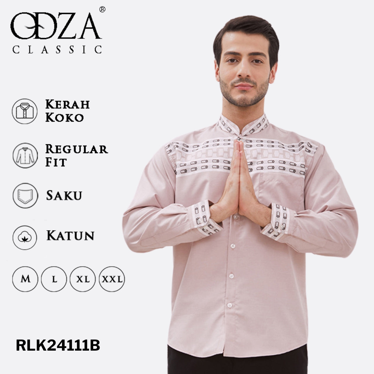 Odza Baju Koko Pria Lengan Panjang Muslim Cowok Regular Fit Size Jumbo Banafah