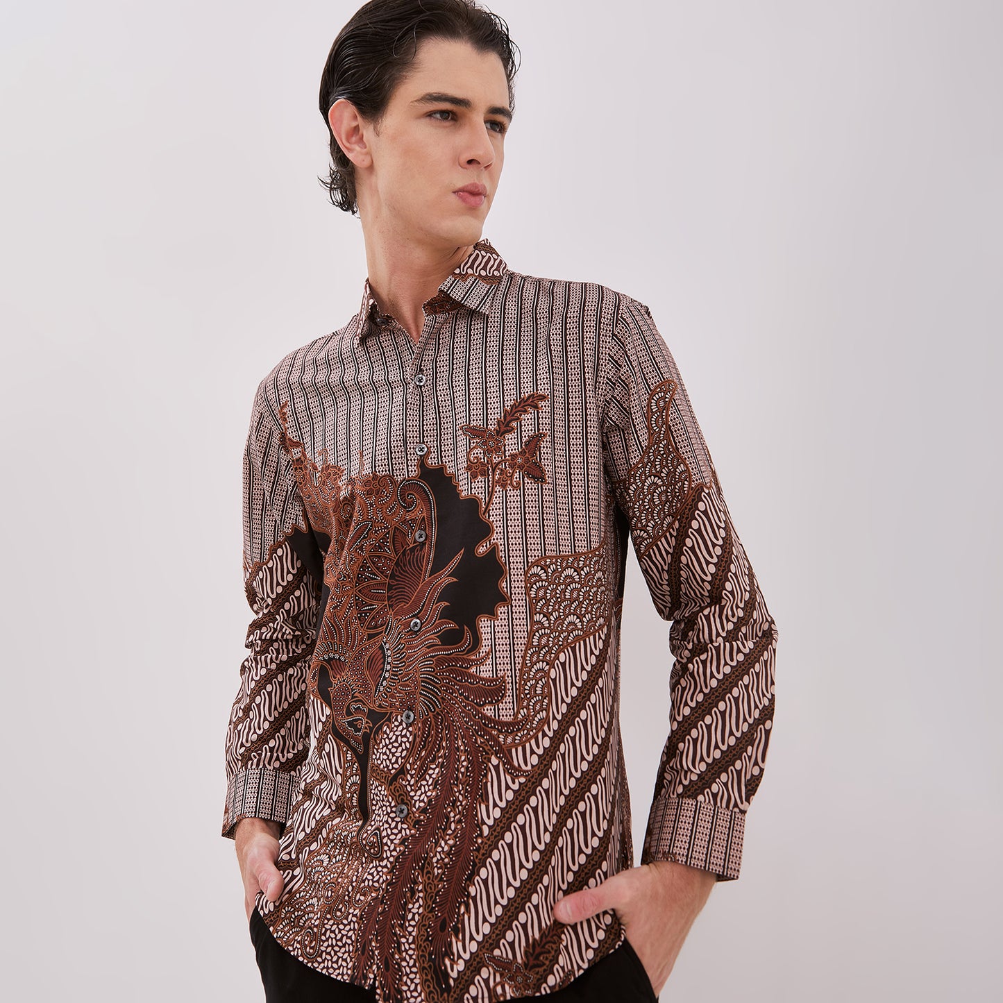 Odza Baju Batik Lengan Panjang Pria Kemeja Motif Fashion Modern Dulawonu