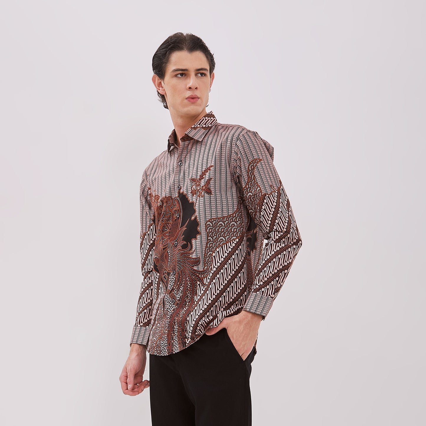 Odza Baju Batik Lengan Panjang Pria Kemeja Motif Fashion Modern Dulawonu