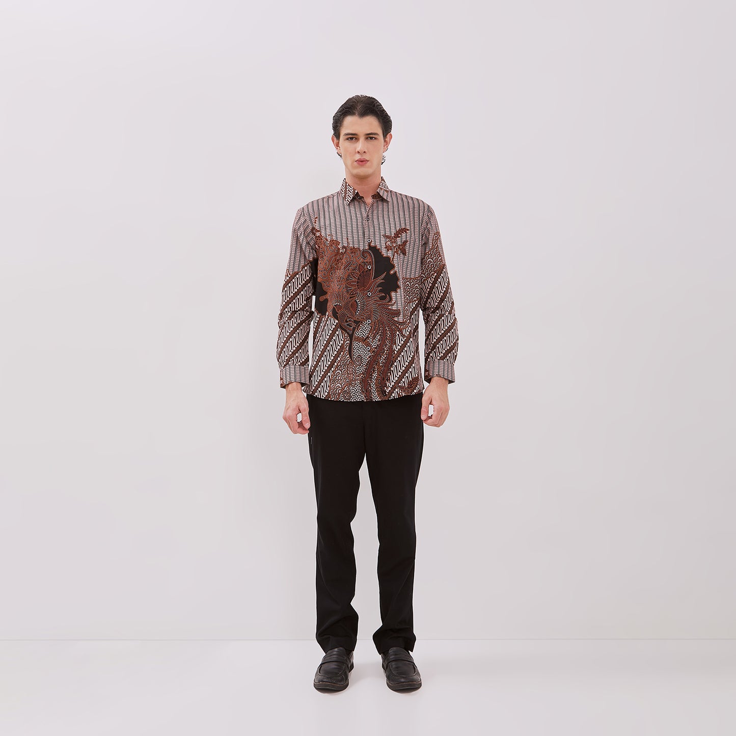 Odza Baju Batik Lengan Panjang Pria Kemeja Motif Fashion Modern Dulawonu