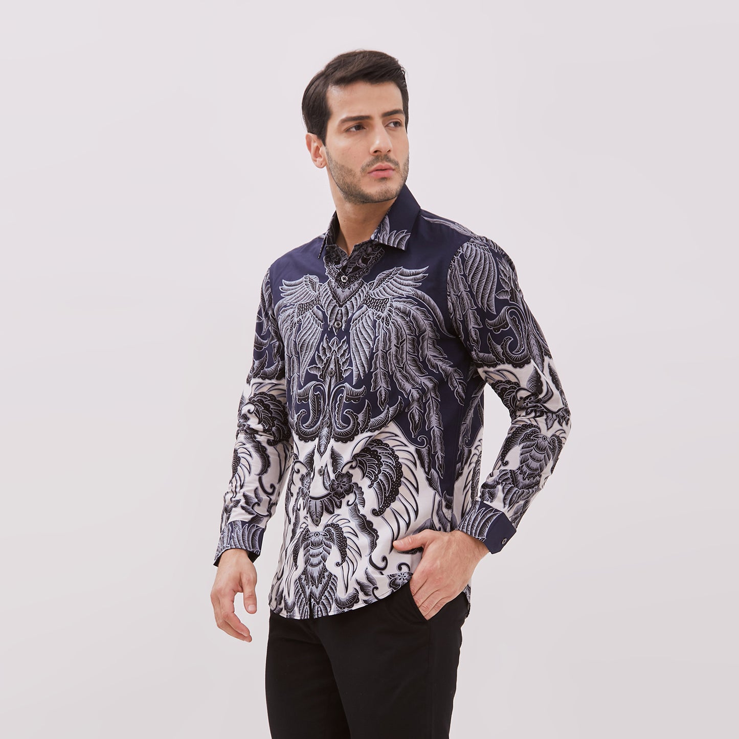 Odza Kemeja Batik Lengan Panjang Pria Slim Fit Asli Solo Jumbo Original