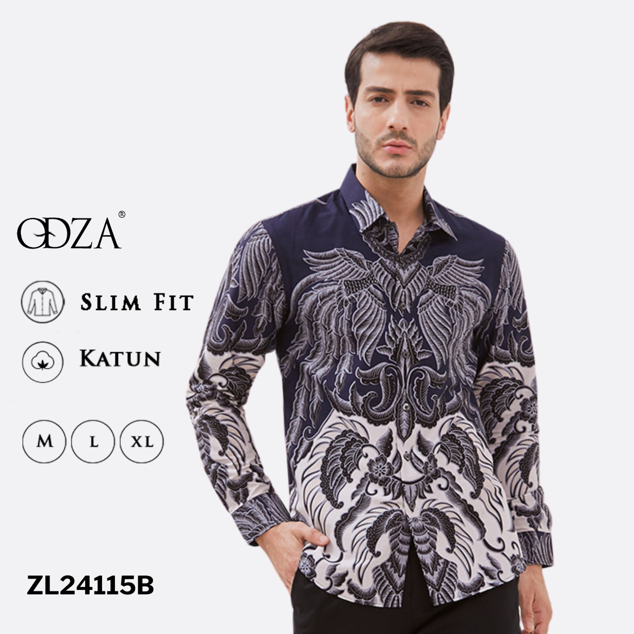 Odza Kemeja Batik Lengan Panjang Pria Slim Fit Asli Solo Jumbo Original
