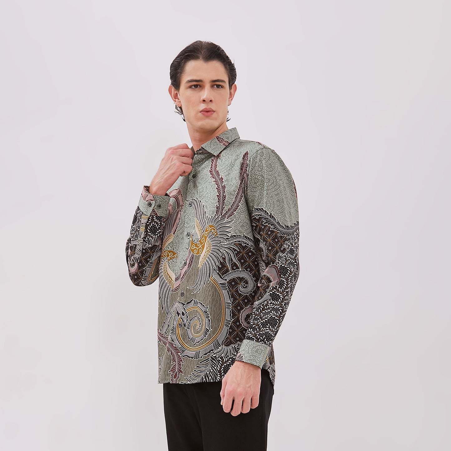 Odza Baju Hem Kemeja Batik Modern Pria Lengan Panjang Parama