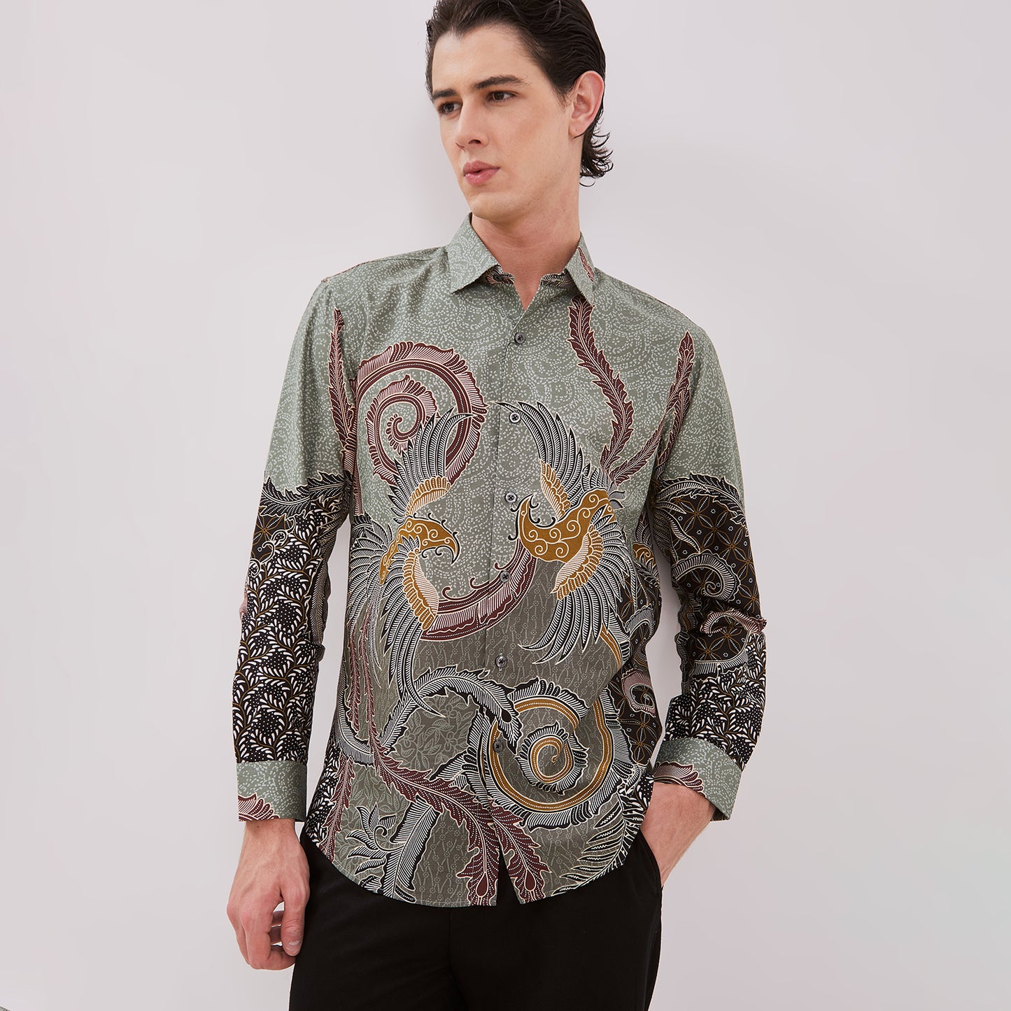 Odza Baju Hem Kemeja Batik Modern Pria Lengan Panjang Parama