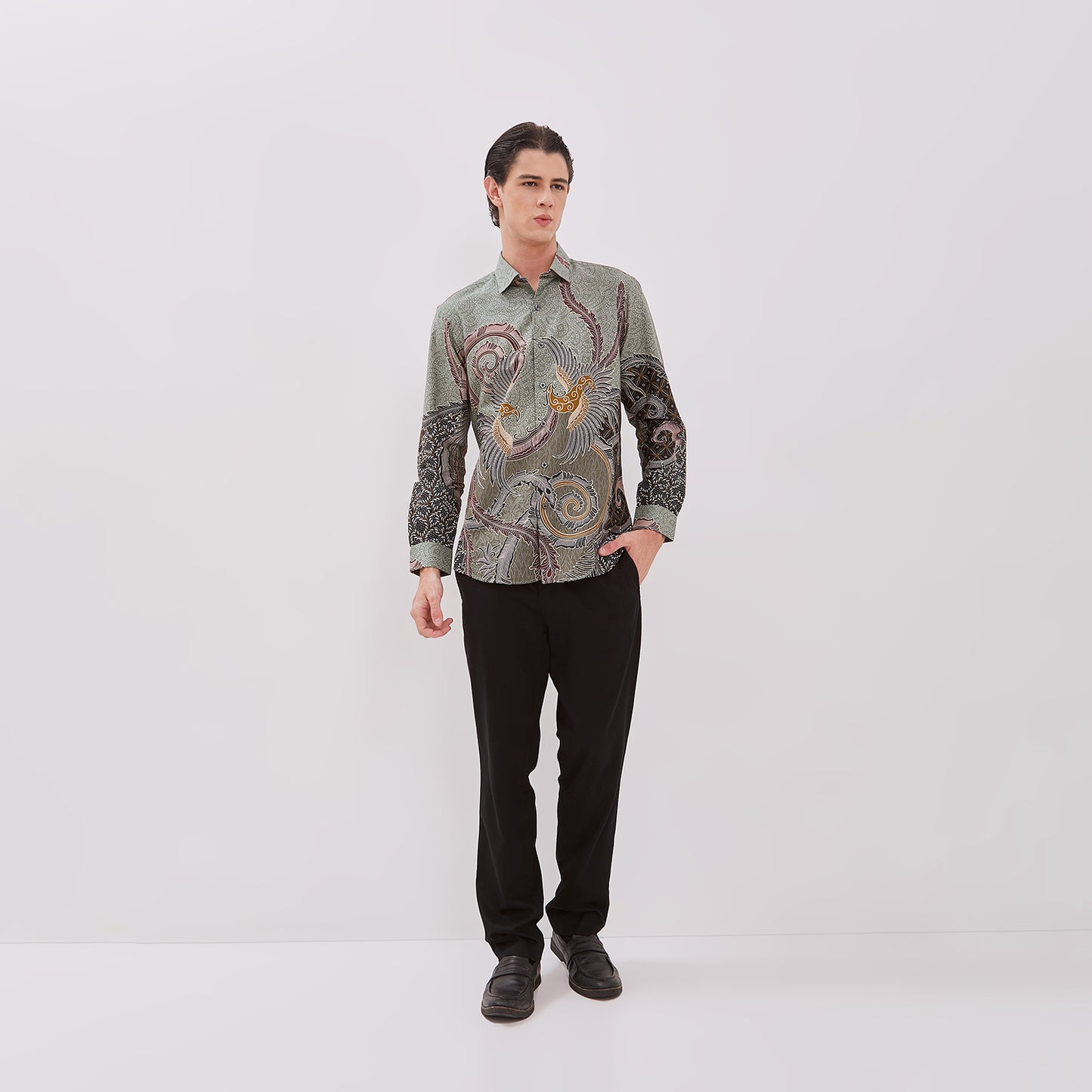 Odza Baju Hem Kemeja Batik Modern Pria Lengan Panjang Parama