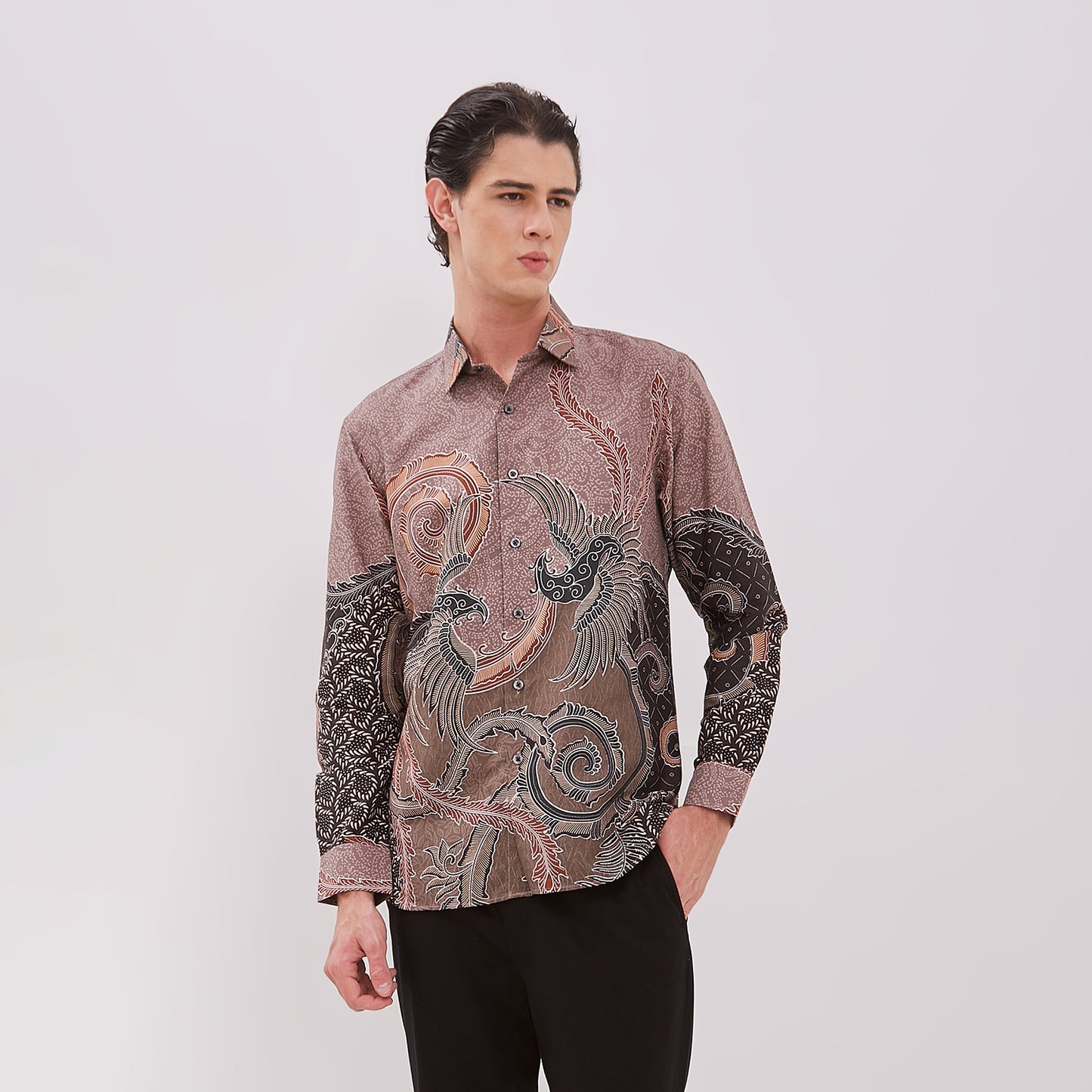 Odza Baju Hem Kemeja Batik Modern Pria Lengan Panjang Parama