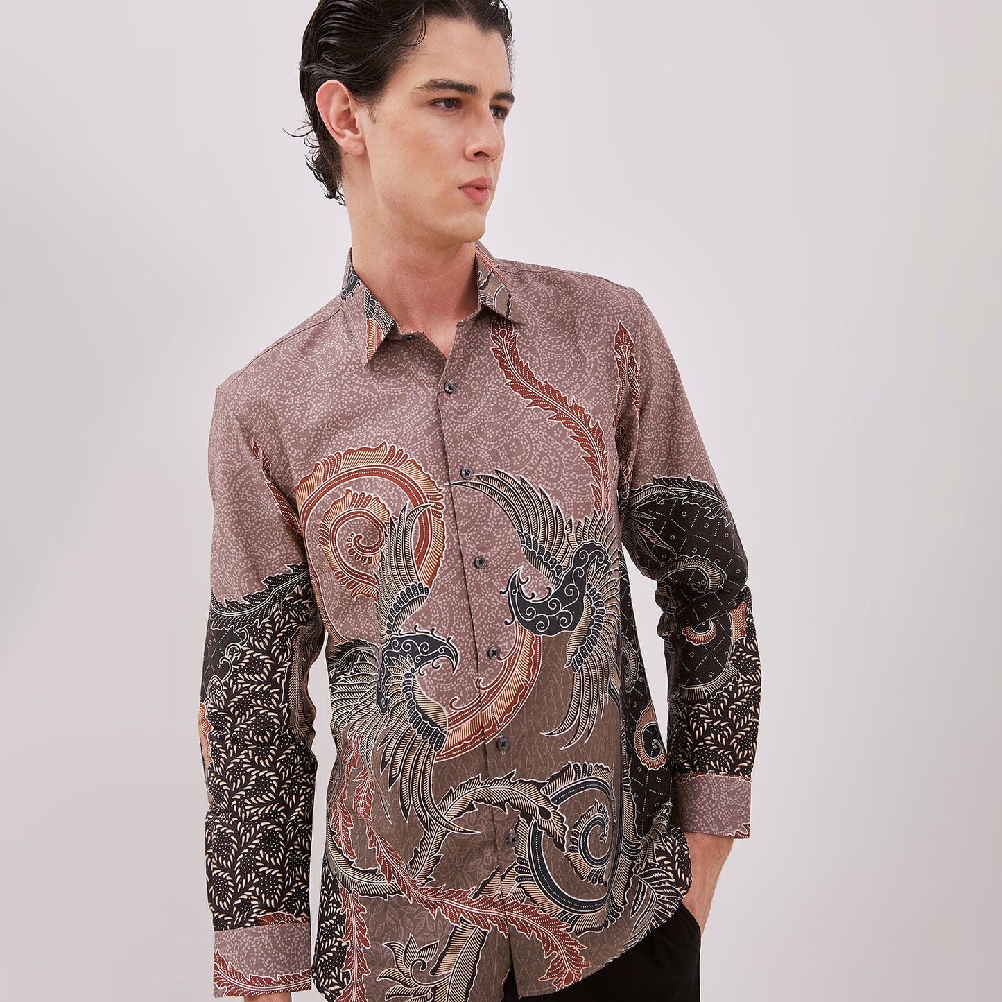 Odza Baju Hem Kemeja Batik Modern Pria Lengan Panjang Parama