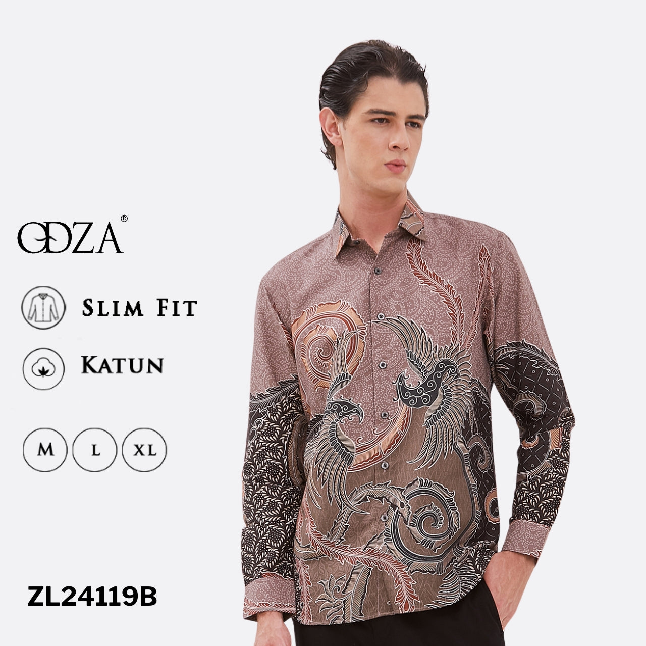 Odza Baju Hem Kemeja Batik Modern Pria Lengan Panjang Parama