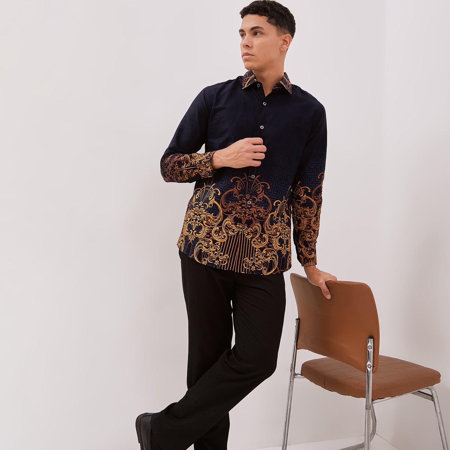 Odza Kemeja Batik Lengan Panjang Pria Cotton Printing Slim Regular Fit Premium 40s Modern Linggara
