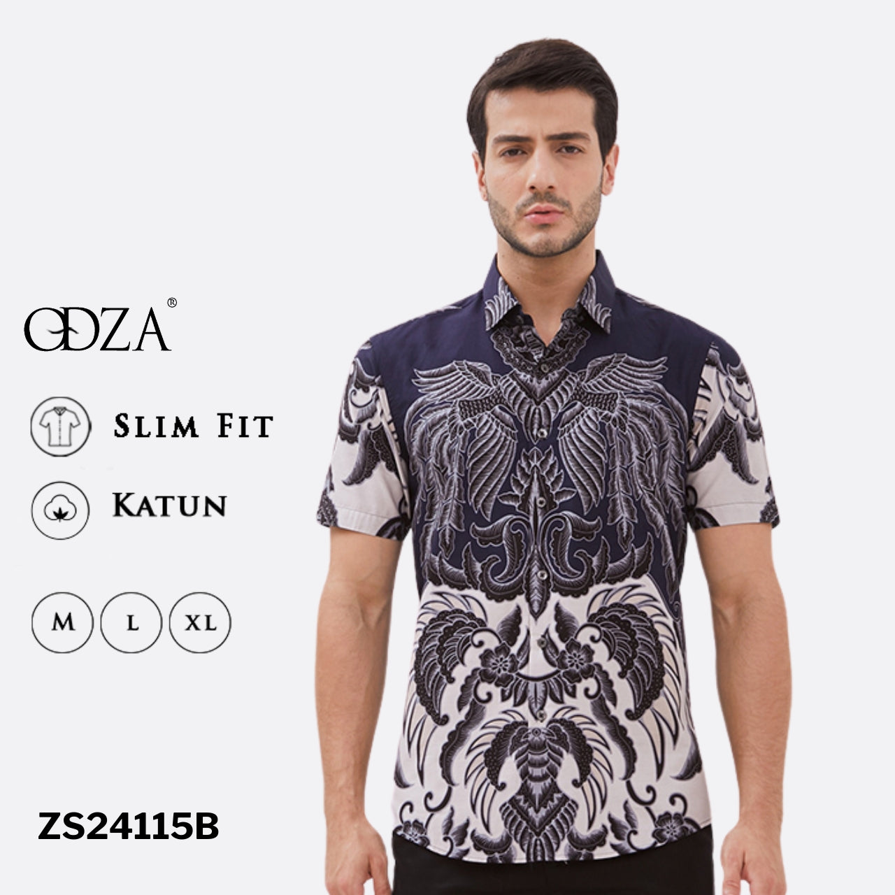 Odza Classic Kemeja Batik Pria Modern Lengan Pendek Original Slimfit Premium Cartalia