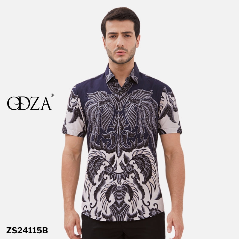 Odza Classic Kemeja Batik Pria Modern Lengan Pendek Original Slimfit Premium Cartalia