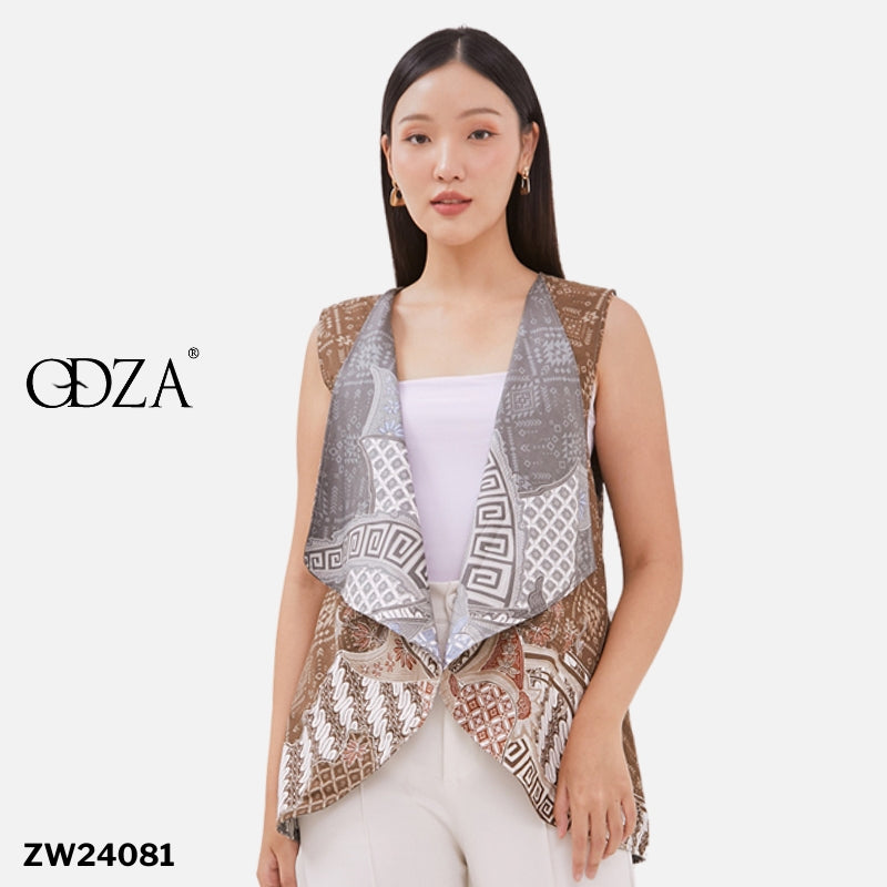 Odza Baju Outer Luaran Batik Rompi Couple Pesta Wanita Bolak Balik Panggenan Abu Coklat